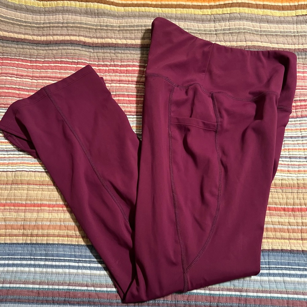 Baleaf Purple High Waisted Capri Leggings Workout‎ Exercise Yoga Pants Small